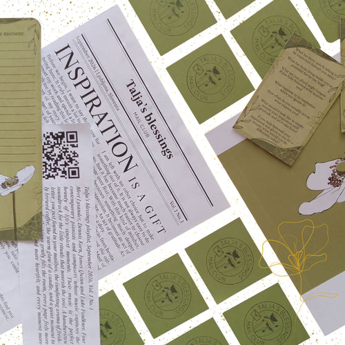 Talja's Blessings Mail Club with original art, letter, stickers and paper goods