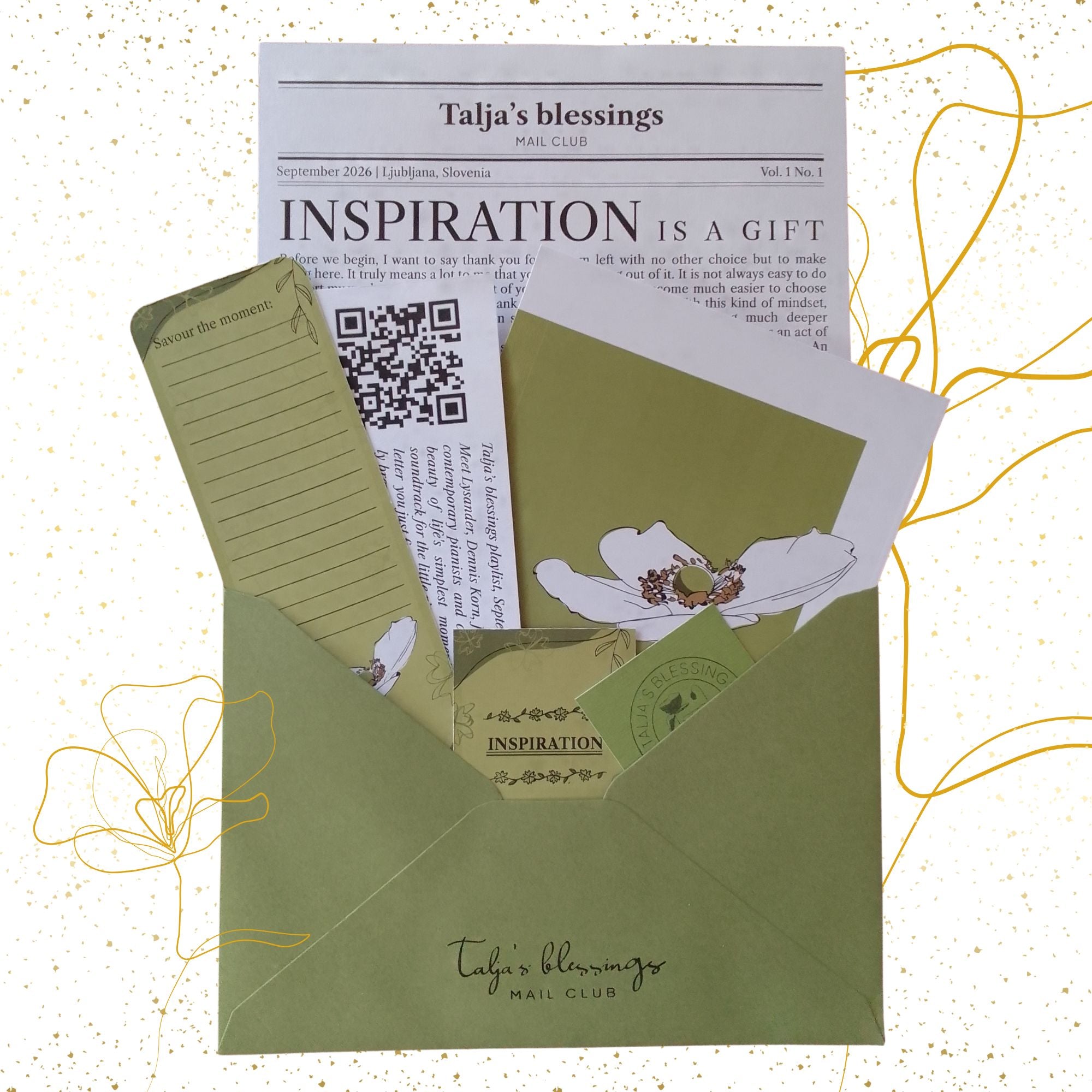 Talja's Blessings Mail Club edition with original art, letter and paper goods.